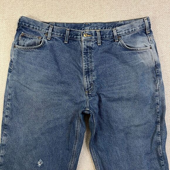 Carhartt Jeans Flannel Lined Men's 44x29 (Tag 46x30) Relaxed Fit B17-DST Blue - Picture 2 of 13